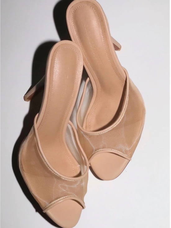 Cult Of Coquette Shoes - FORD NUDE MESH OPEN TOE MULES